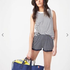 KULE The Short Navy and Cream Striped Shorts